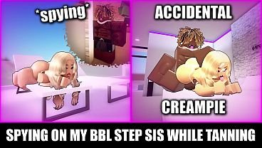 I Spy on My  THICK Stepsis While She’s Tanning and I ACCIDENTALLY CREAMPIE HER (ROBLOX)